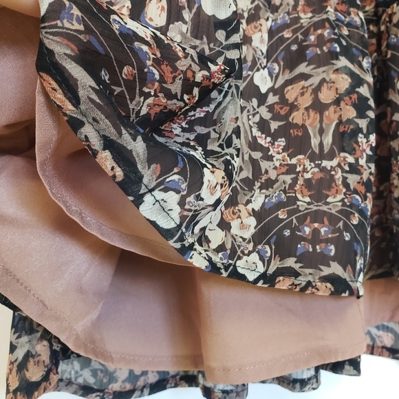 Dress Forum Neutral Long Sleeve Midi Dress Tiered Ruffled  Flowy - Picture 9 of 13